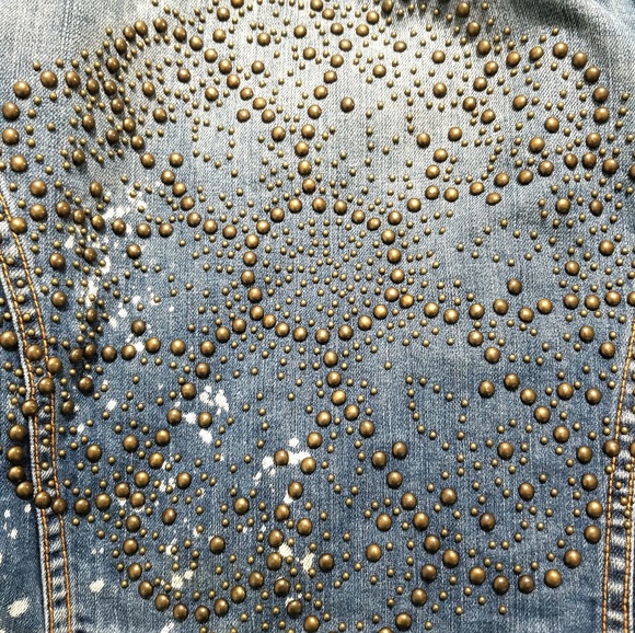 Lucky Brand Studded Distressed Jean Jacket - Picture 3 of 8